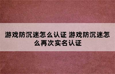 游戏防沉迷怎么认证 游戏防沉迷怎么再次实名认证